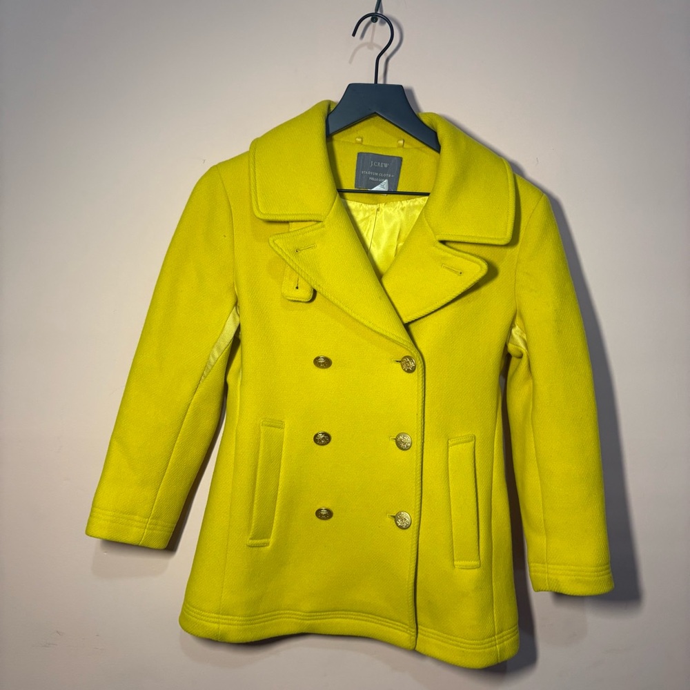 J. Crew Women's Bright Yellow Double-Breasted Pea Coat